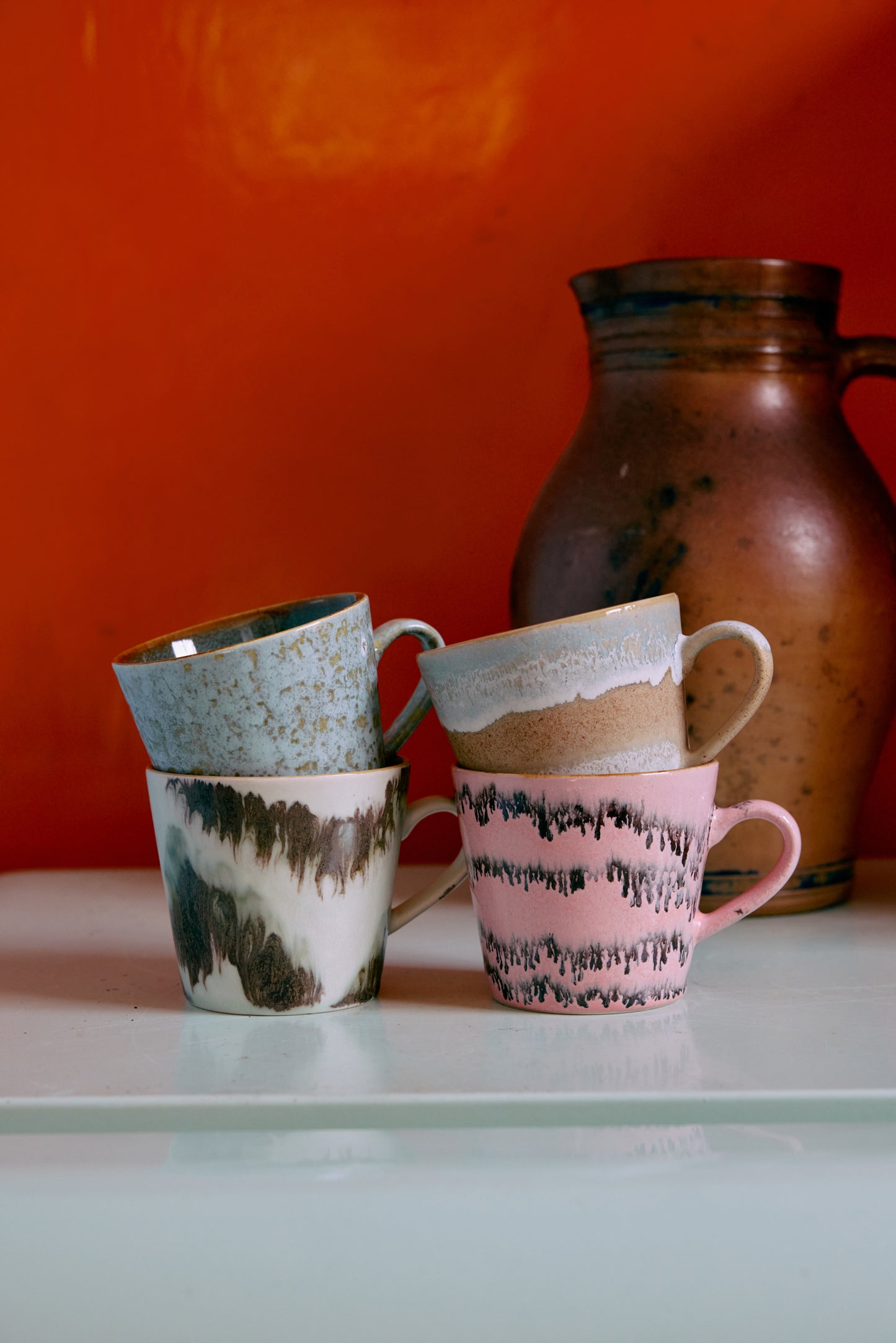 70s ceramics: Cappuccino Mugs (set of 4) Dada-mixed