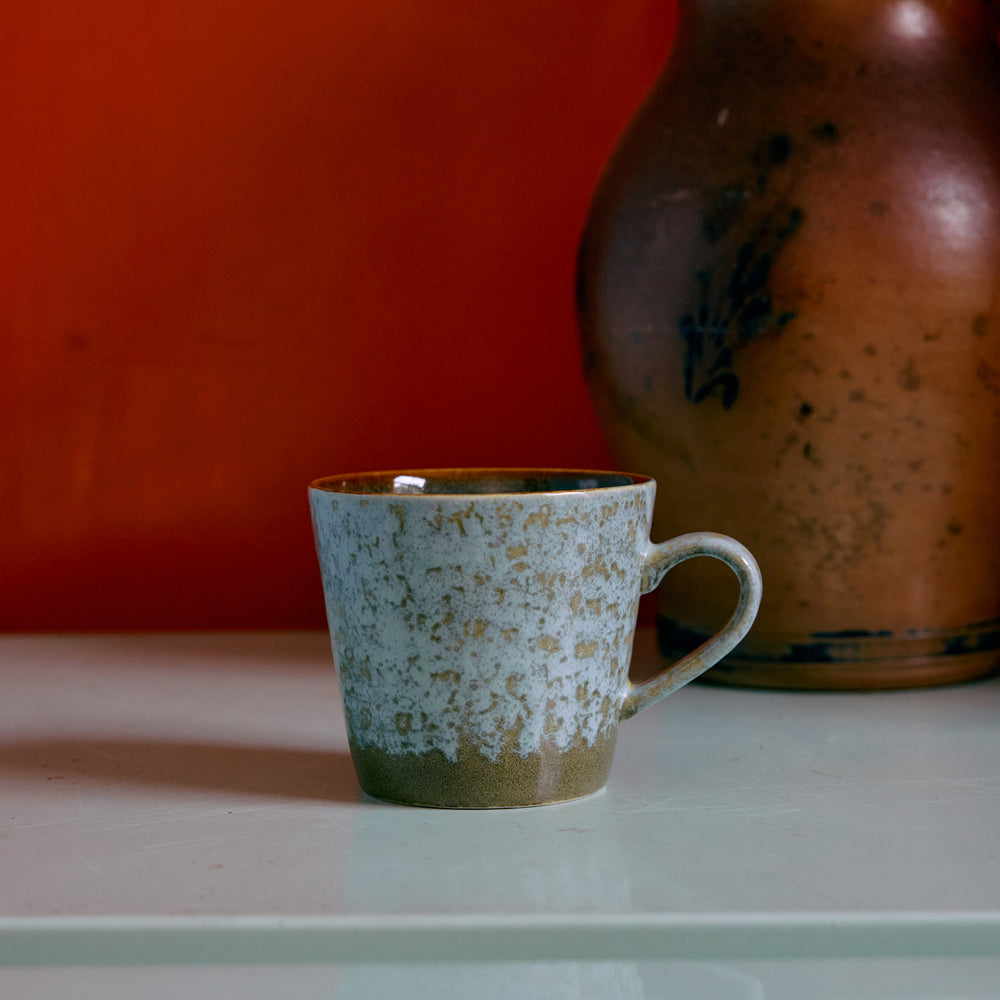 70s ceramics: Cappuccino Mug-verdigris