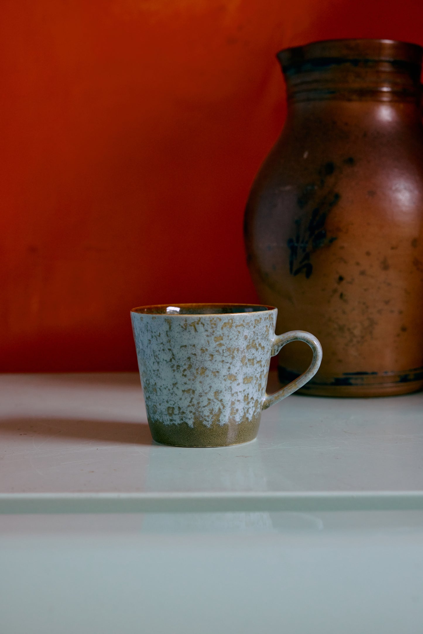 70s ceramics: Cappuccino Mug-verdigris