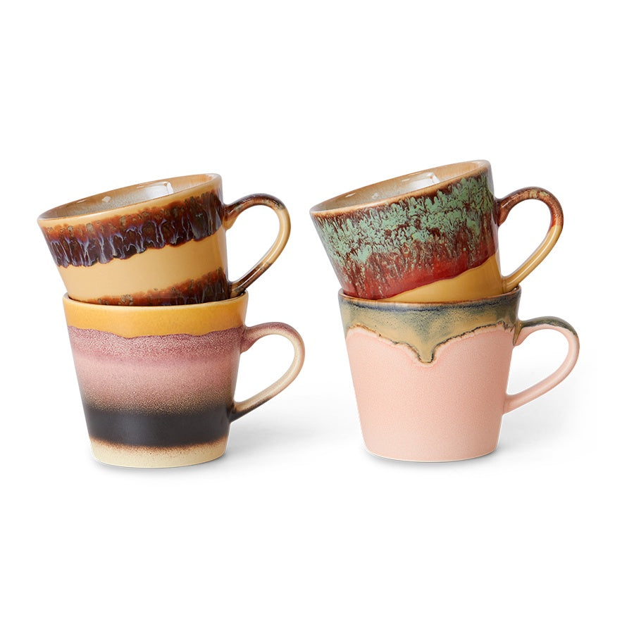 70s ceramics: Cappuccino Mugs (set of 4) Vista-mixed