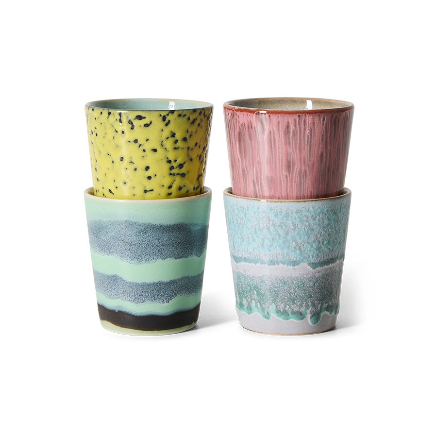 70s ceramics: Coffee Mugs (set of 4) Artistic-mix