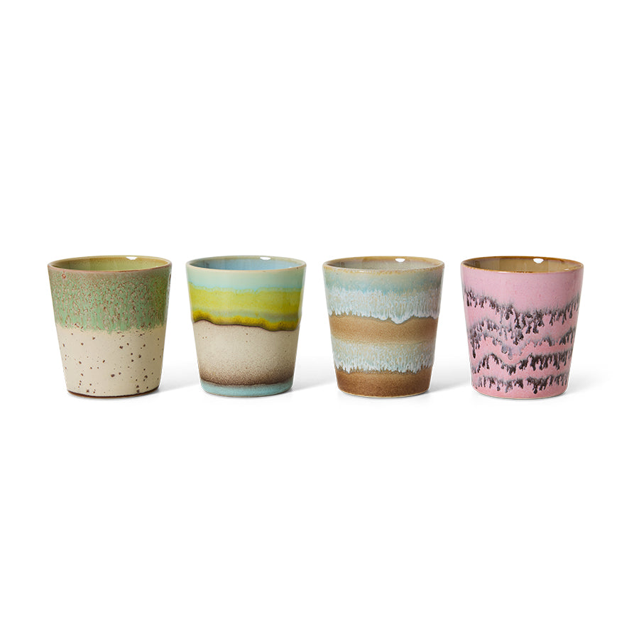 70s ceramics: Coffee Mugs (set of 4) Pop Art-mix