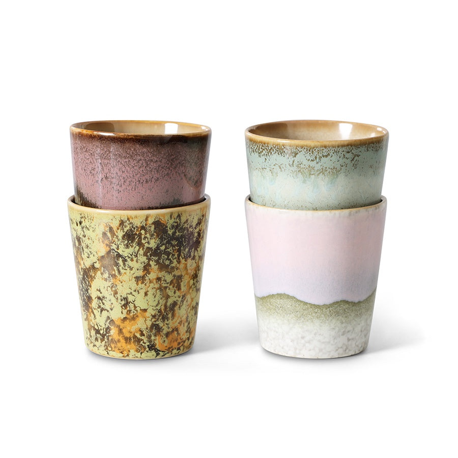 70s ceramics: Coffee Mugs (set of 4) Serendipity-mix