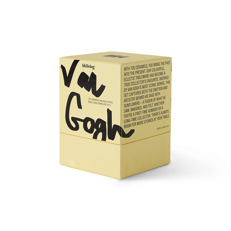 70s ceramics: Coffee Mugs (set of 2) Van Gogh-sunflowers