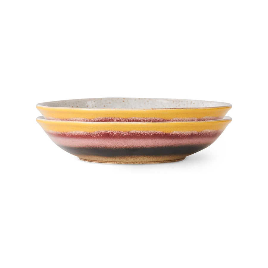 70s ceramics: Curry Bowls (set of 2)-hibiscus