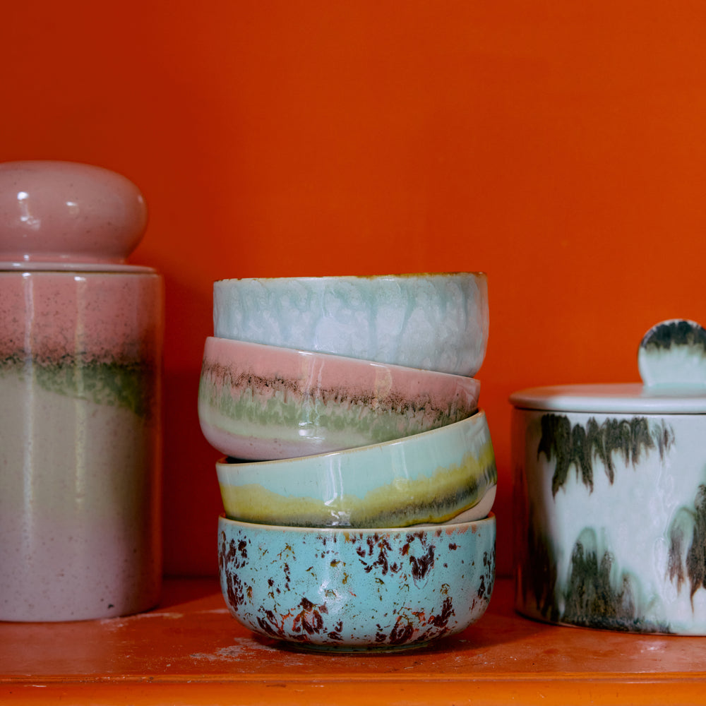 70s ceramics: Dessert Bowls (set of 4) Impression-mix