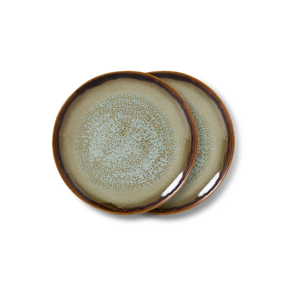 70s ceramics: Dessert Plates (set of 2)-contrast
