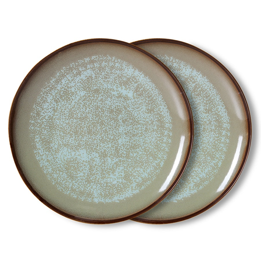 70s ceramics: Dinner Plates (set of 2)-contrast
