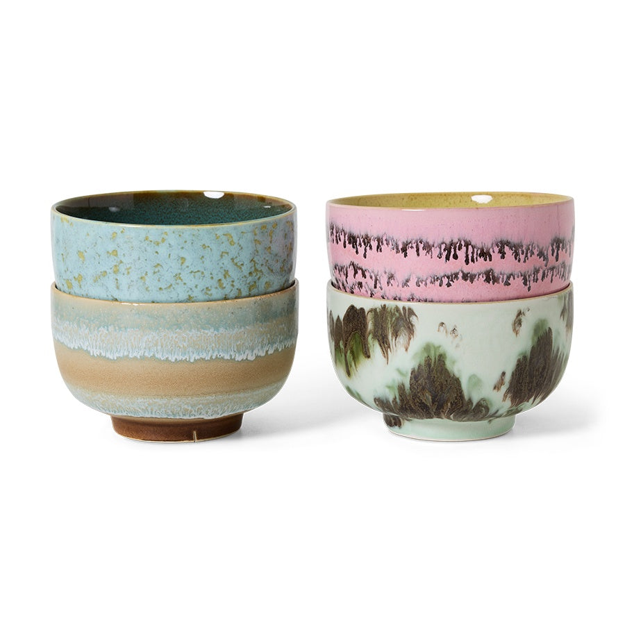 70s ceramics: Noodle Bowls (set of 4) Dada-mix