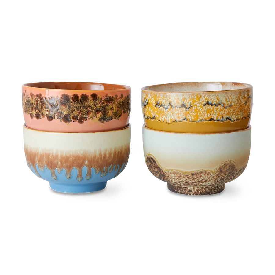 70s ceramics: Noodle Bowls (set of 4) Seabreeze-mix