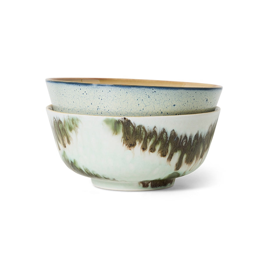 70s ceramics: Ramen Bowl (set of 2) Minimalist-mixed