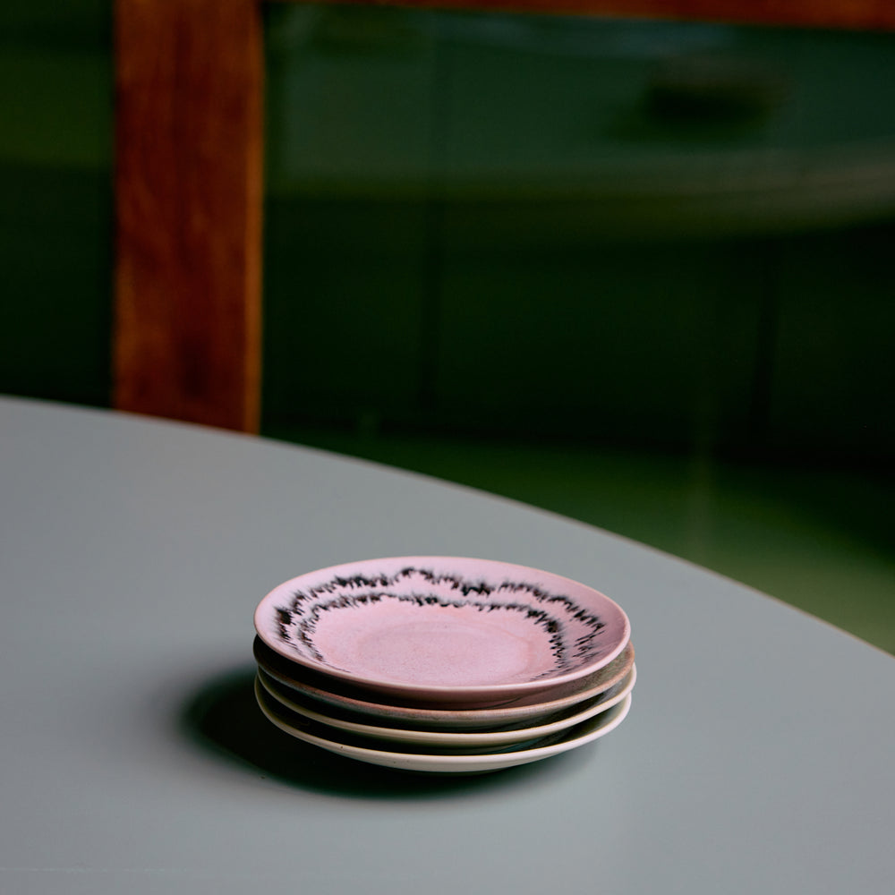 70s ceramics: Saucers (set of 4) Doodle-mixed