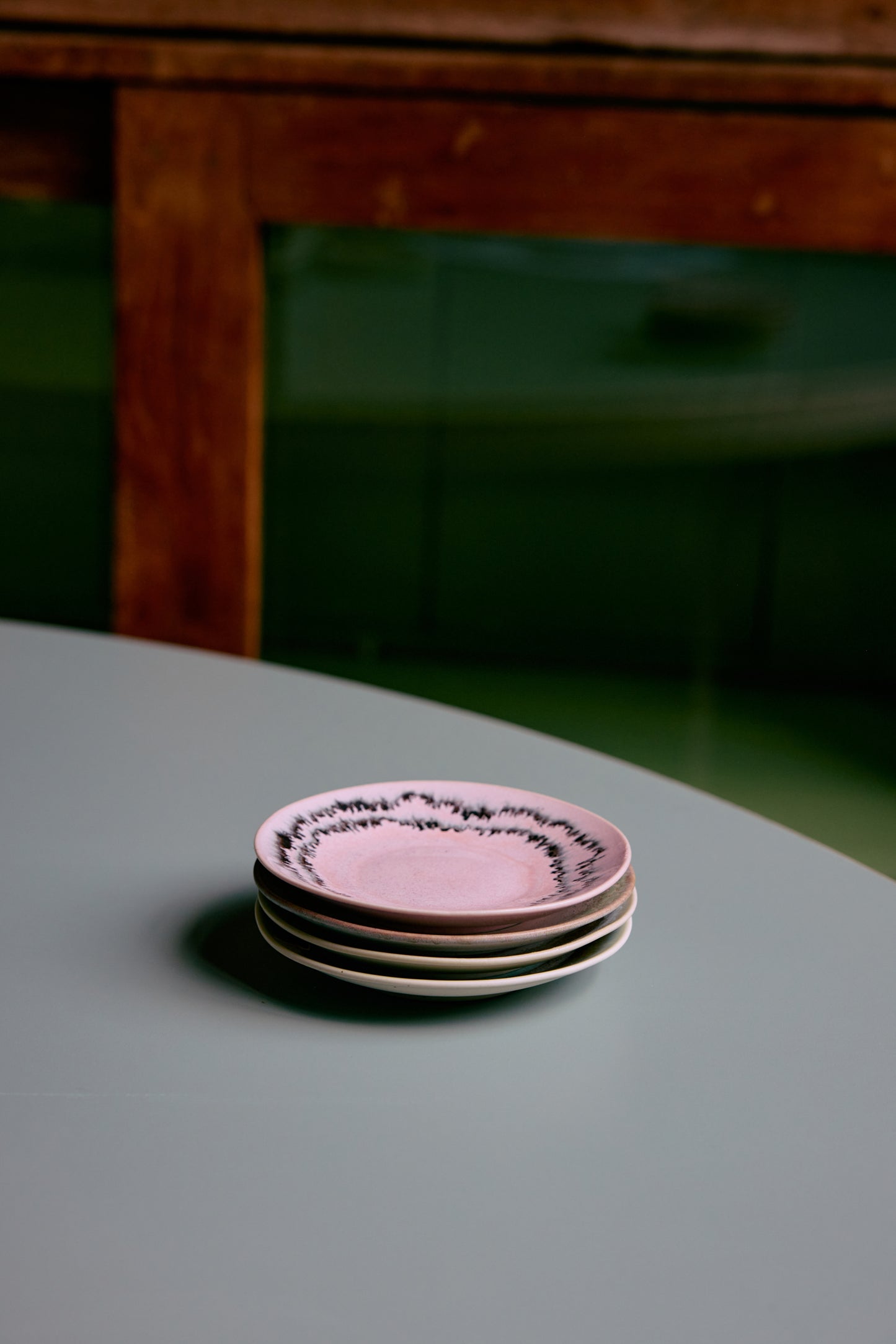 70s ceramics: Saucers (set of 4) Doodle-mixed