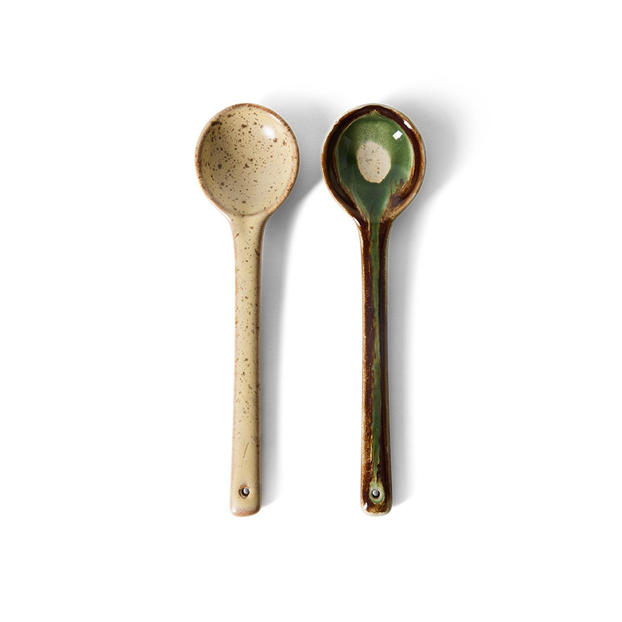 70s ceramics: Spoons Serving (set of 2) Hills-mix