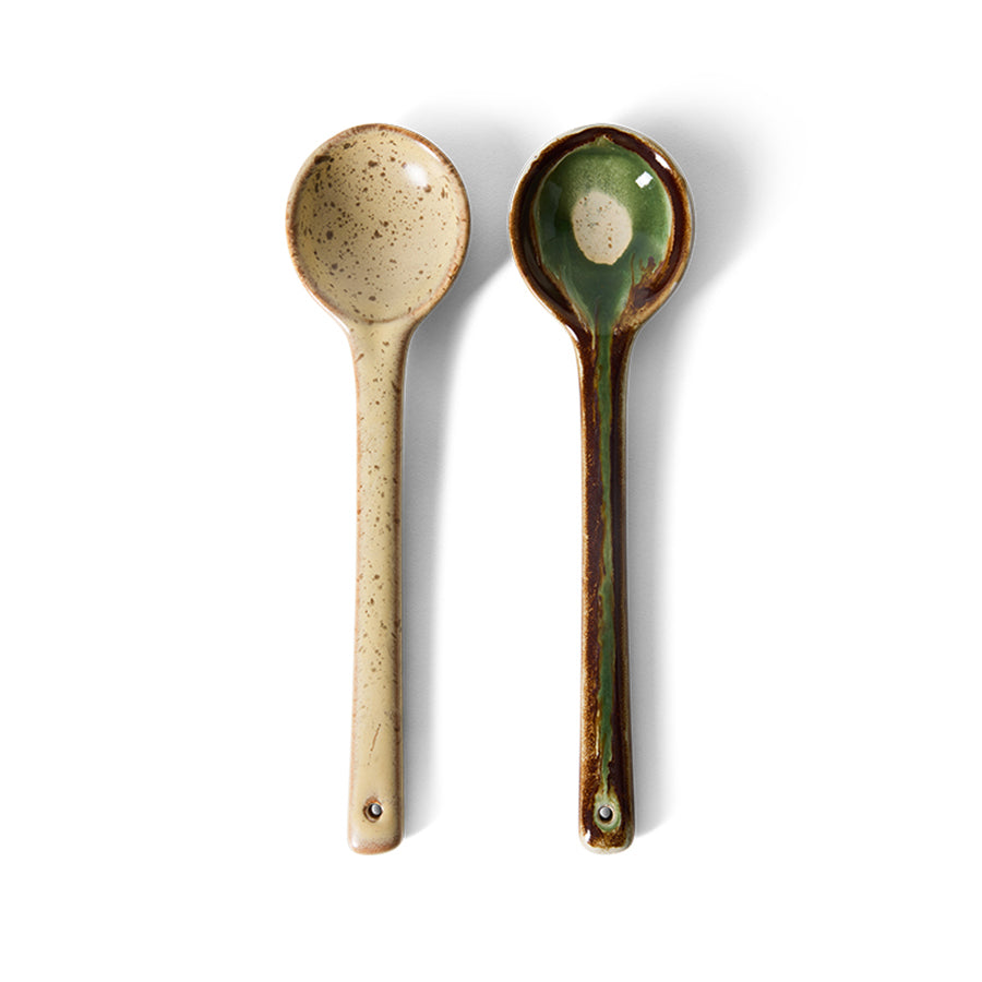 70s ceramics: Spoons Serving (set of 2) Hills-mix