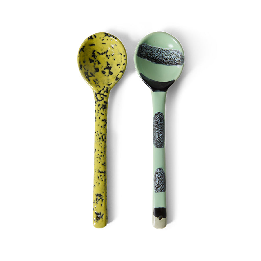70s ceramics: Spoons Serving (set of 2) Mines-mix