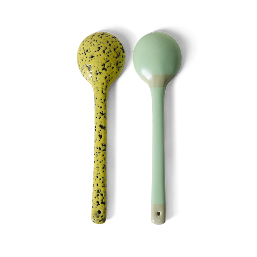 70s ceramics: Spoons Serving (set of 2) Mines-mix