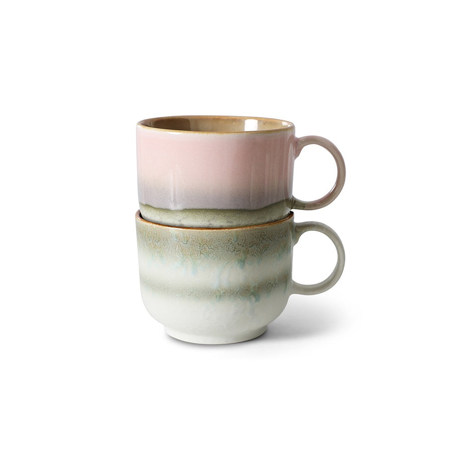 70s ceramics: Tea Cups (set of 2) Nova-mixed