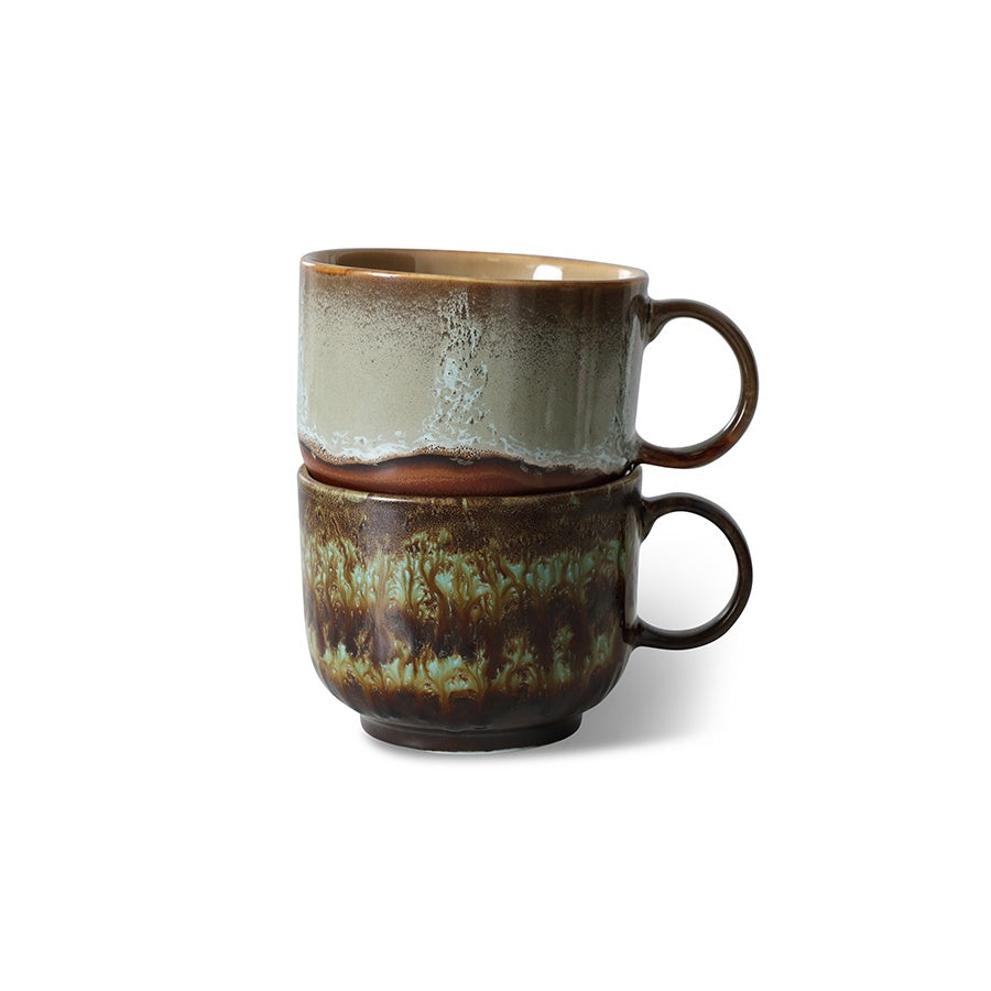 70s ceramics: Tea Cups (set of 2) Odyssey-mixed