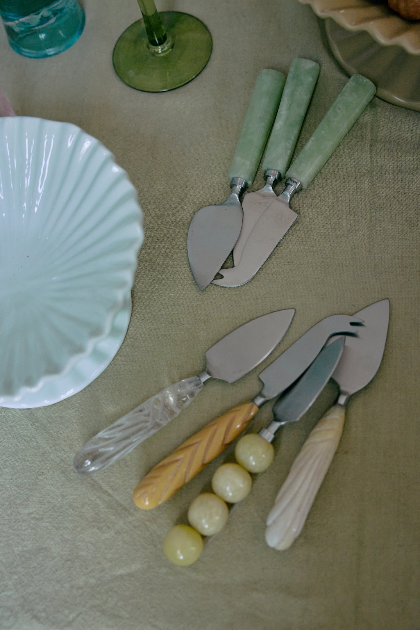 Cheese knives Cream (set of 3)-green