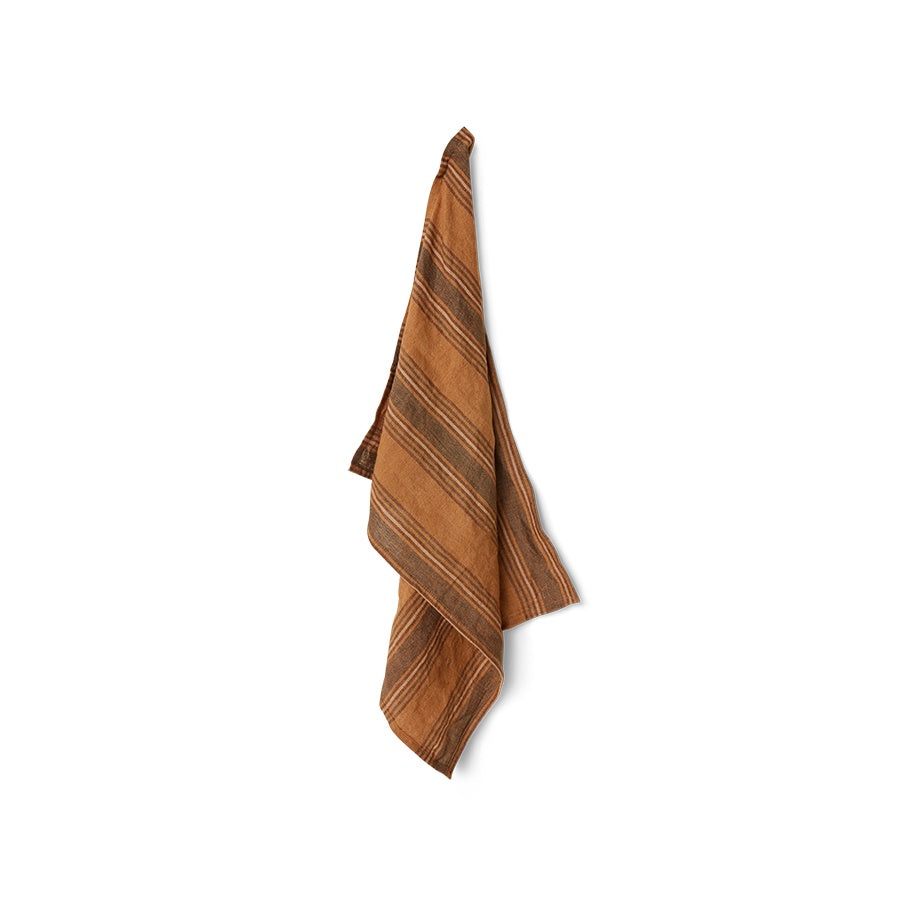 Handdoek Vida striped 50x70cm-amber/grey