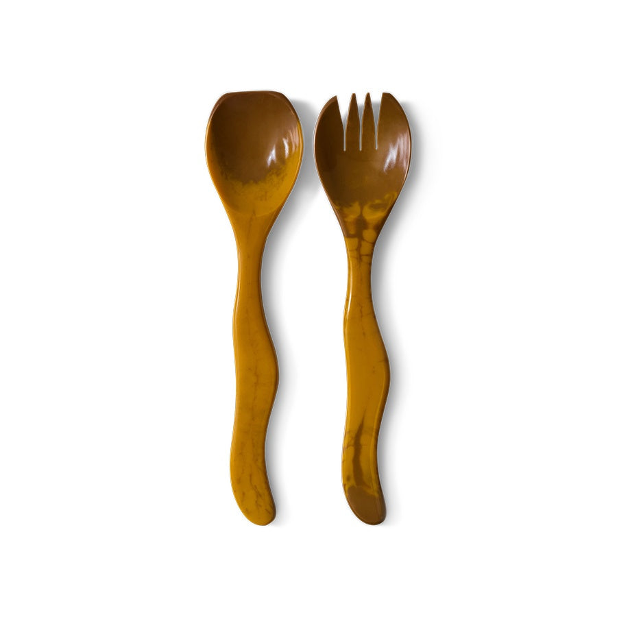 Salad Cutlery Cream (set of 2)-ochre