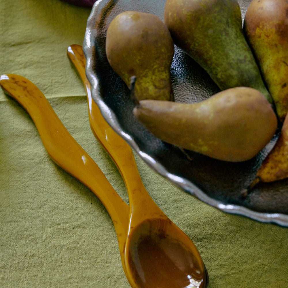 Salad Cutlery Cream (set of 2)-ochre