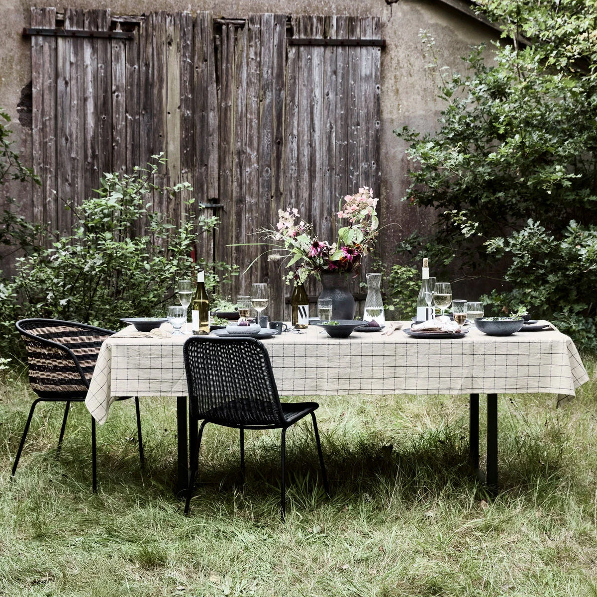 Tafelkleed Checkered HDjoin 260x150cm-naturel/black