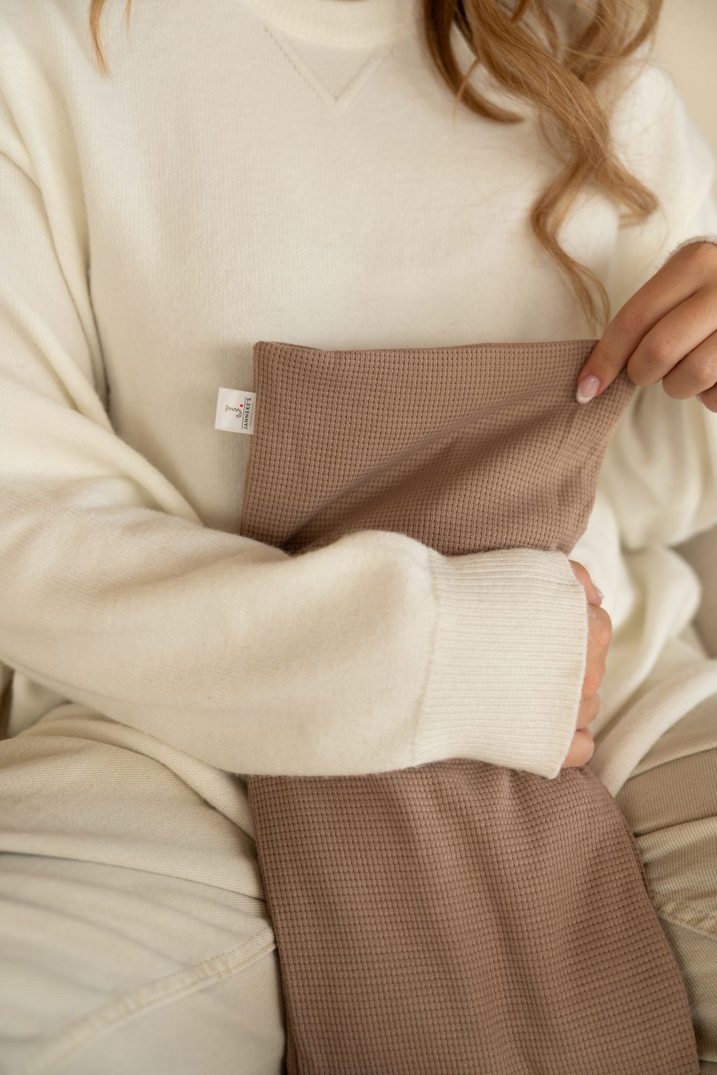 Warmtesjaal Rib Katoen-taupe