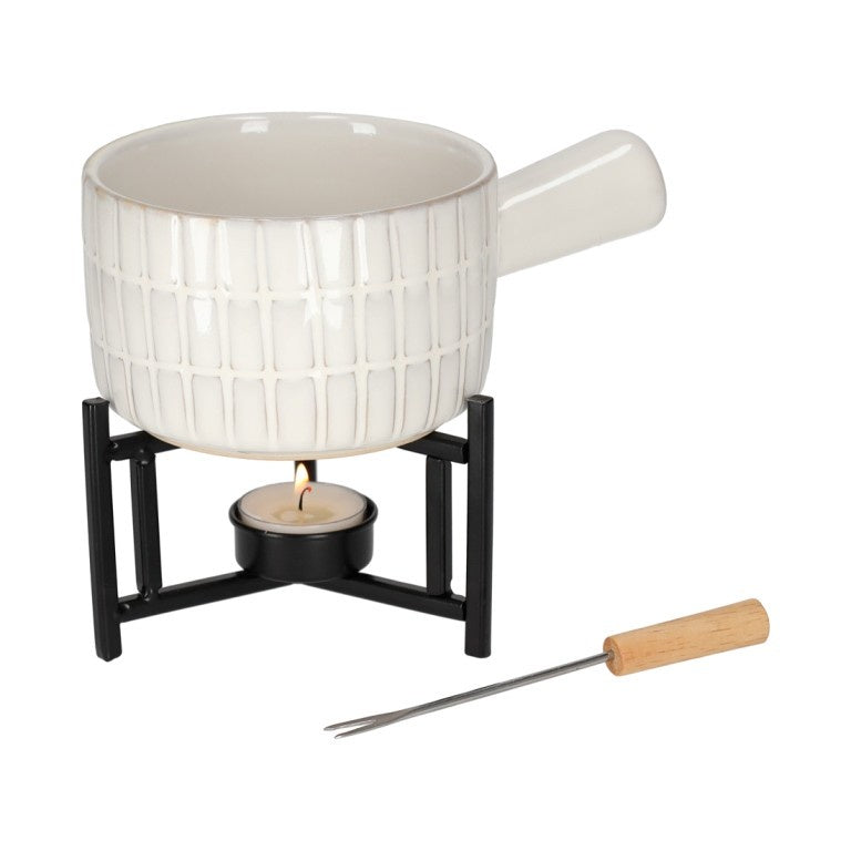 Fondue Set Pannetje Keramiek-wit