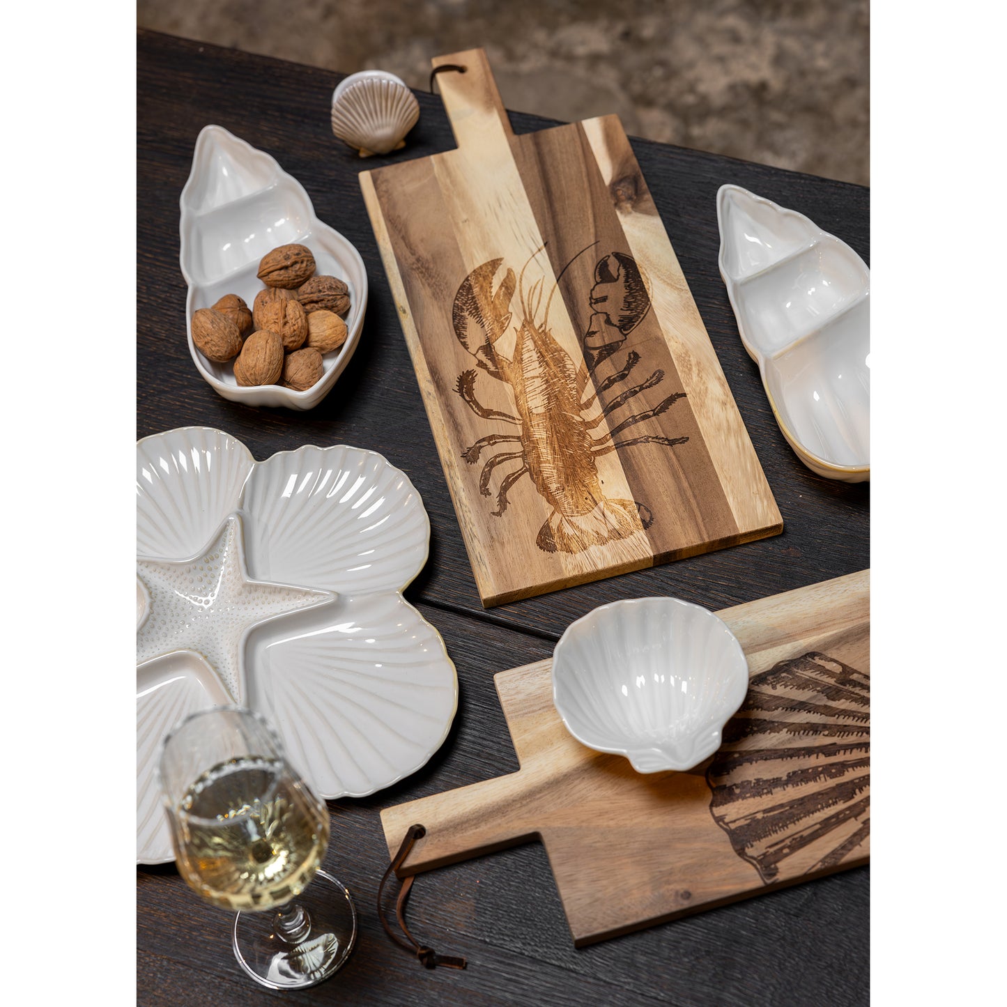 Serveerbord Schelp 30cm-wit