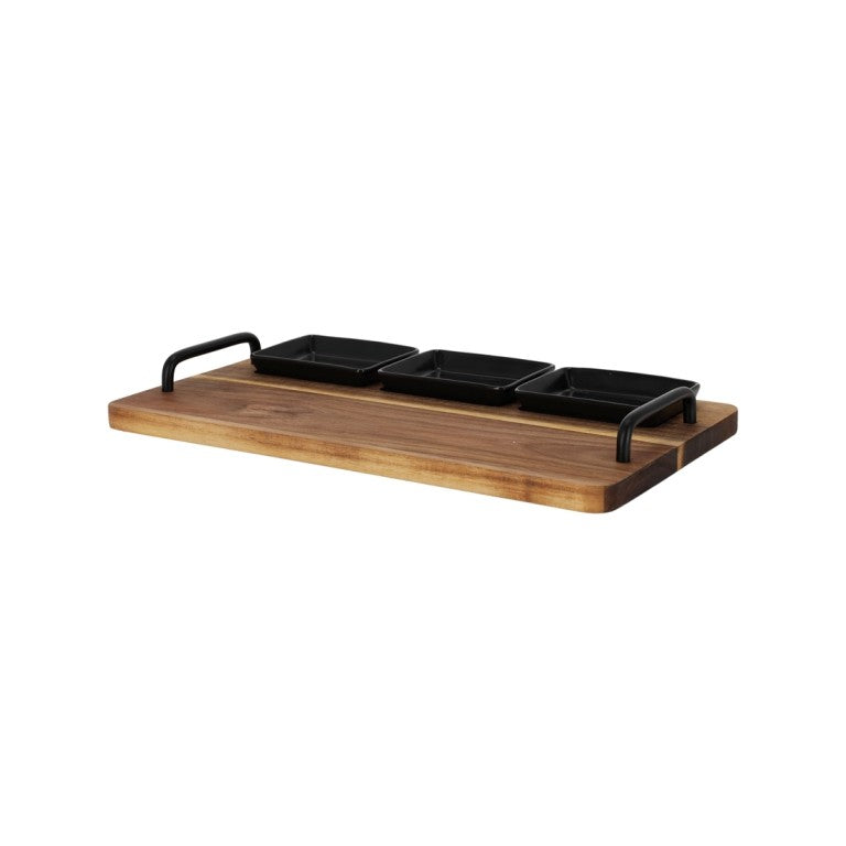 Serveerplank Sep hout/metaal-zwart