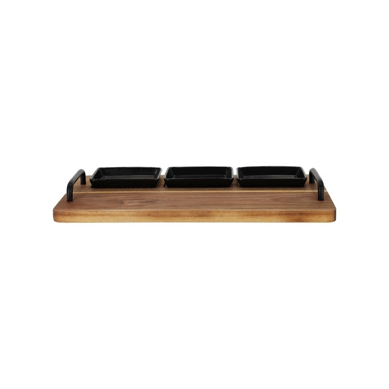 Serveerplank Sep hout/metaal-zwart