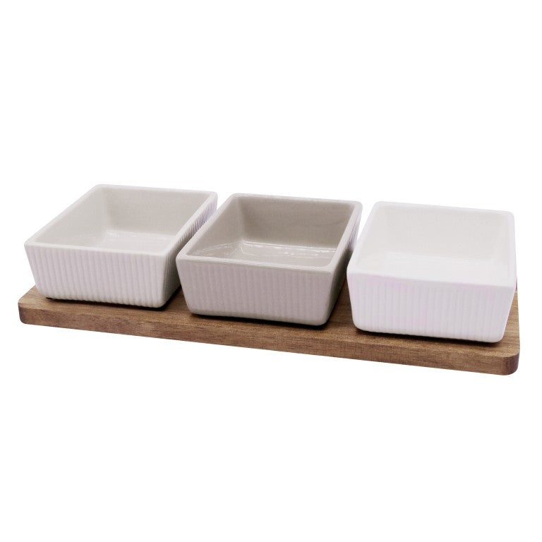Serveer Set Triple Tapas Boet-naturel
