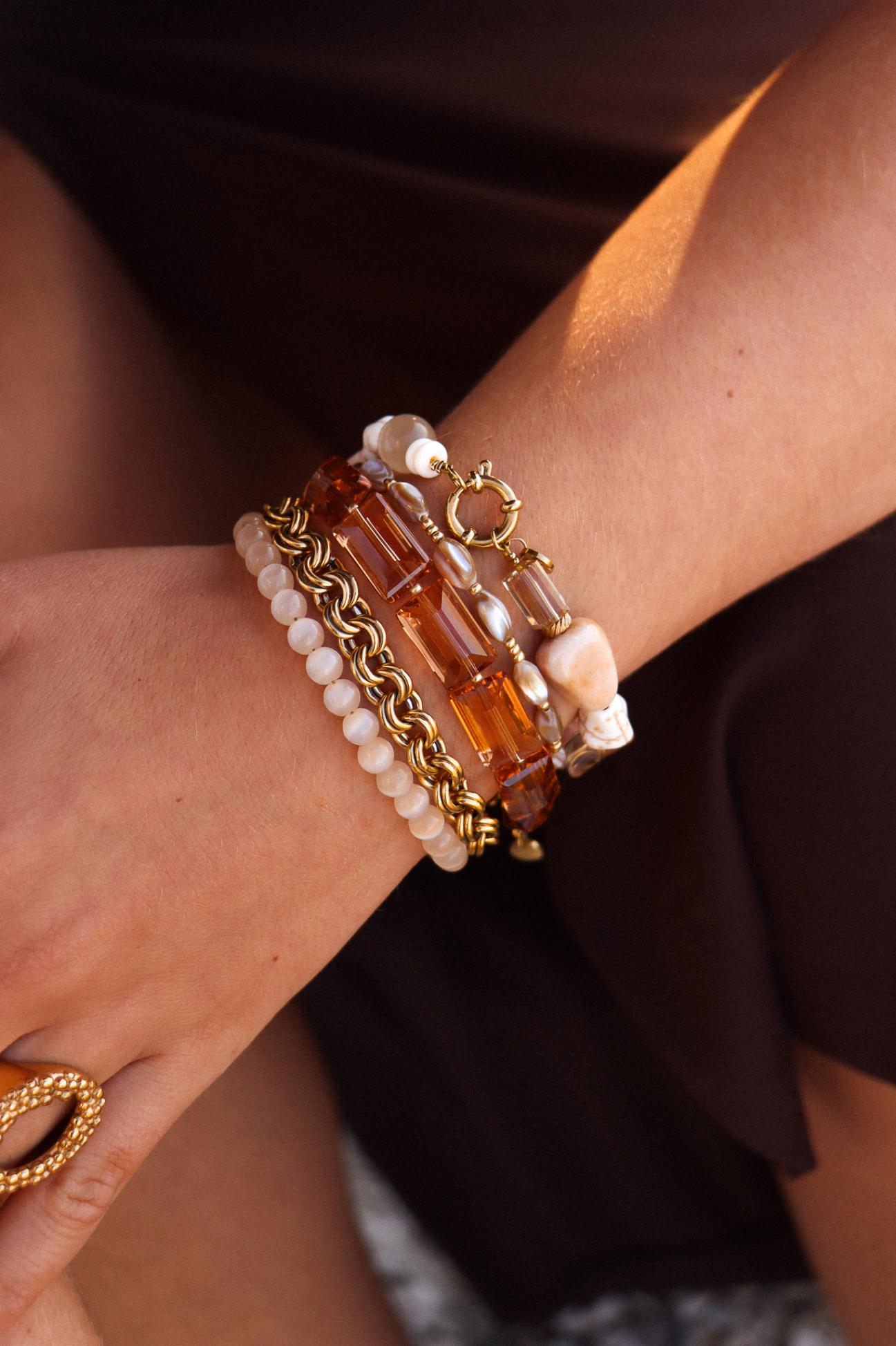 Armband Beige cat eye-gold