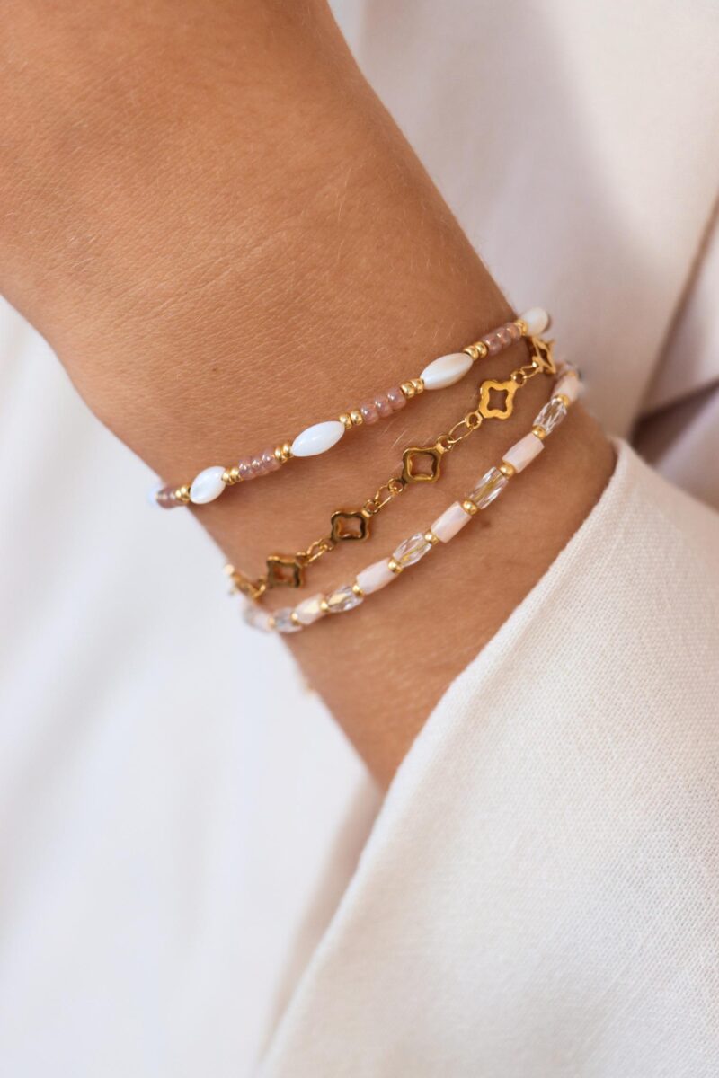Armband White Drop-gold