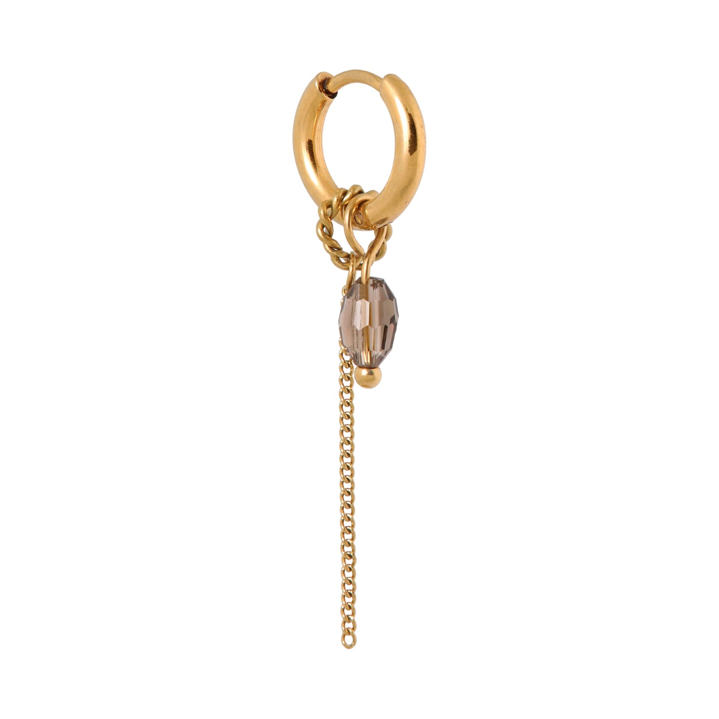Oorbel Single Hoop Chain Anthracite-gold
