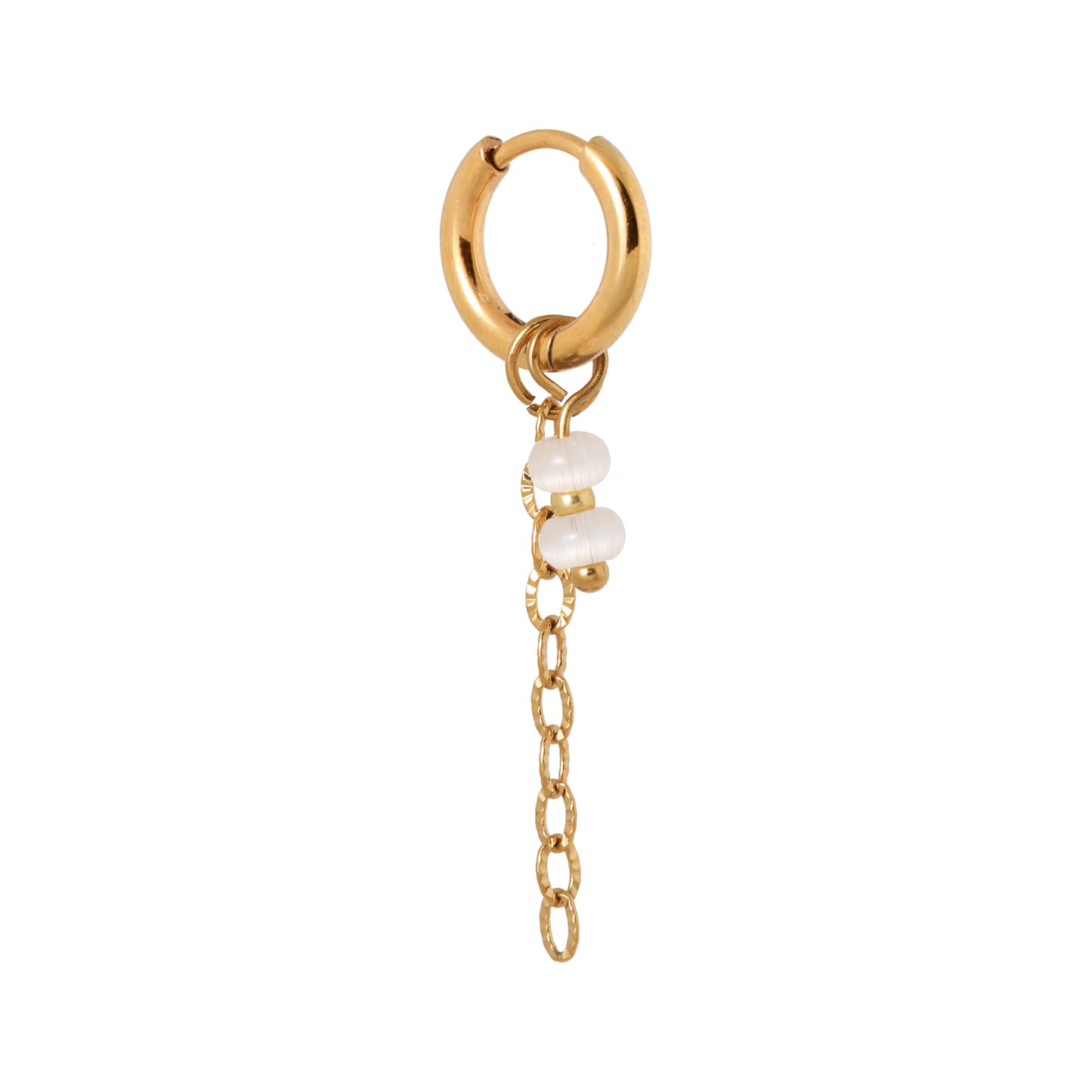 Oorbel Single Hoop Chain natural-gold
