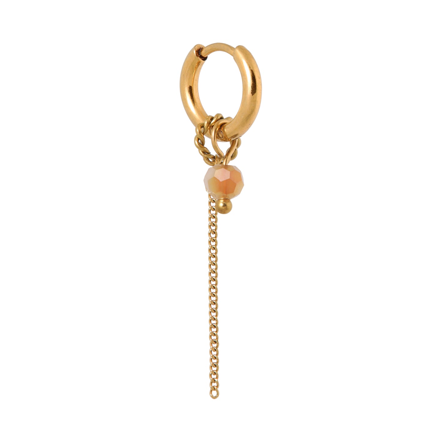 Oorbel Single Hoop Chain Orange Round-gold