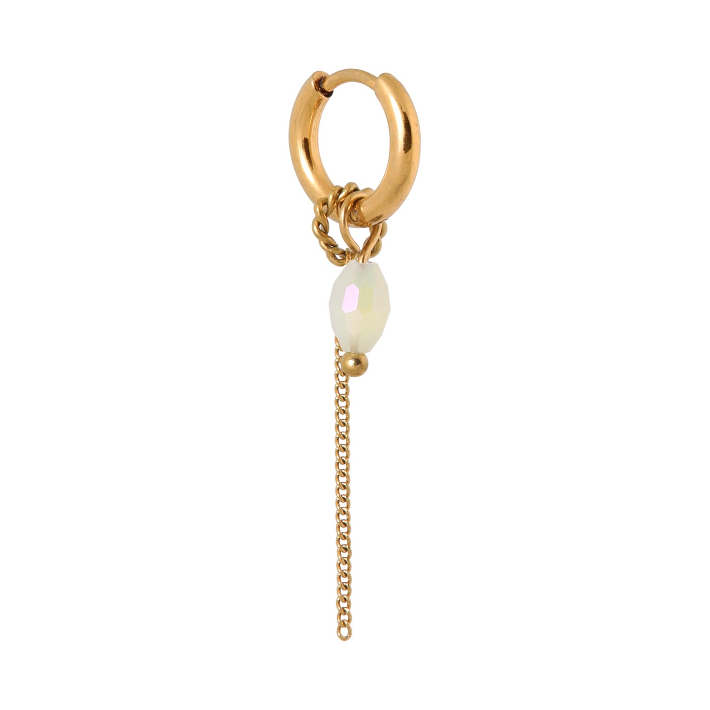 Oorbel Single Hoop Chain Water Drop-gold