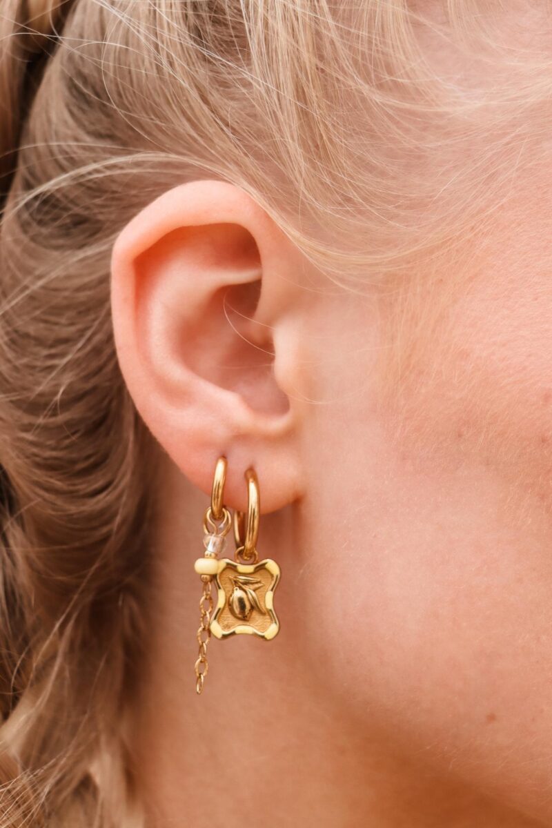 Oorbel Single Hoop Chain Yellow-gold