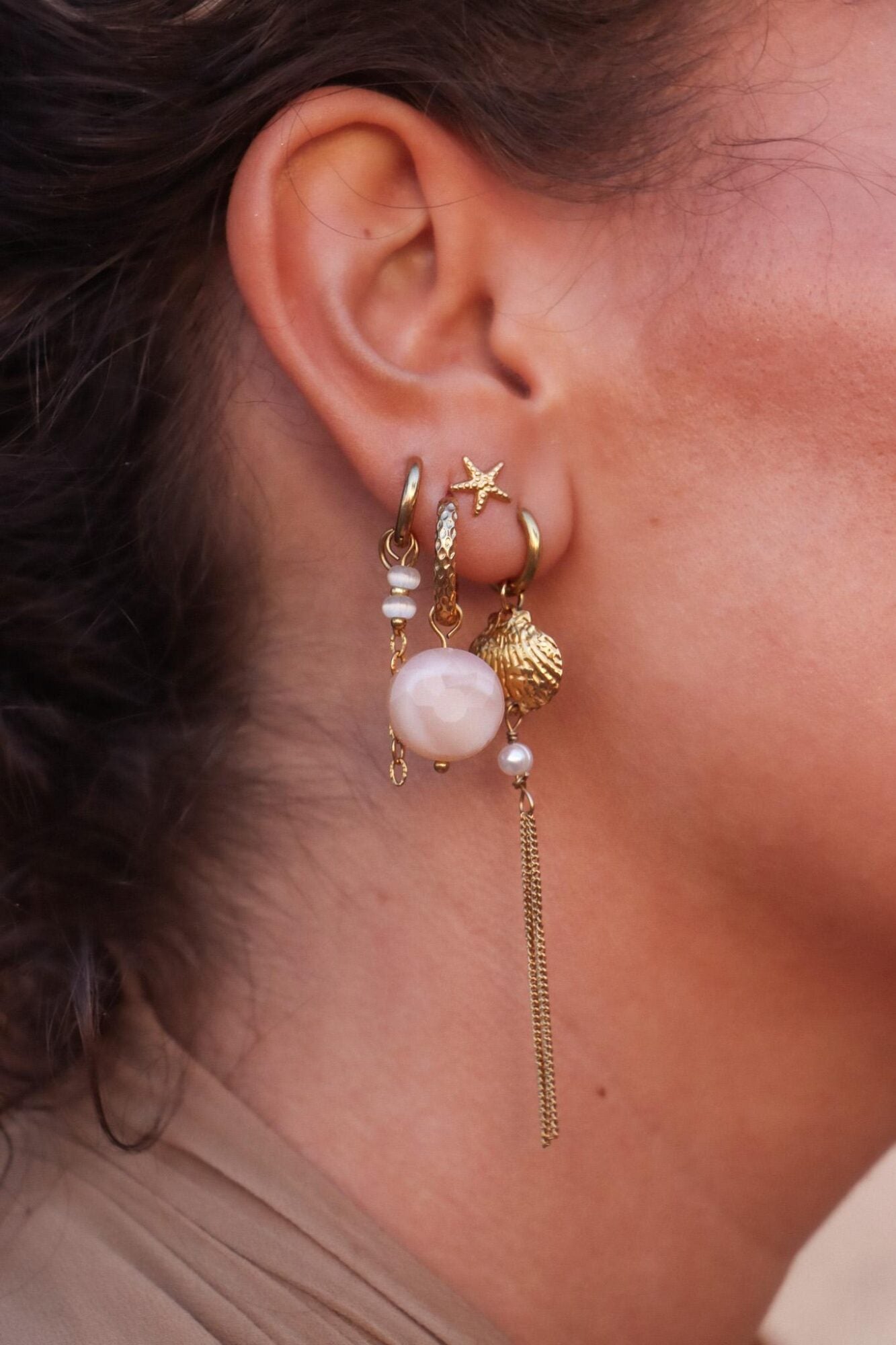 Oorbel Single Hoop Coral Glow-gold