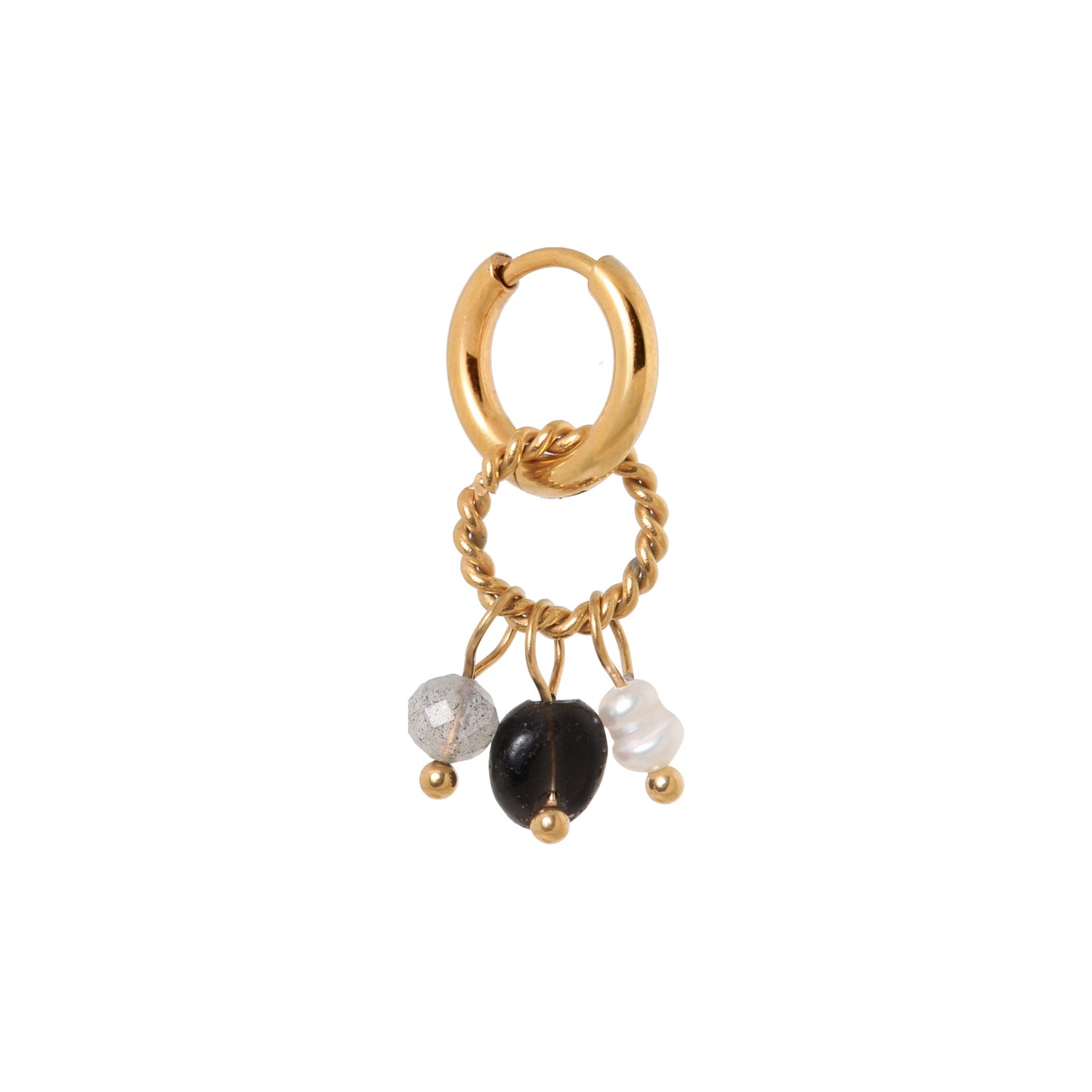 Oorbel Single Hoop Gemstone 2.0-gold