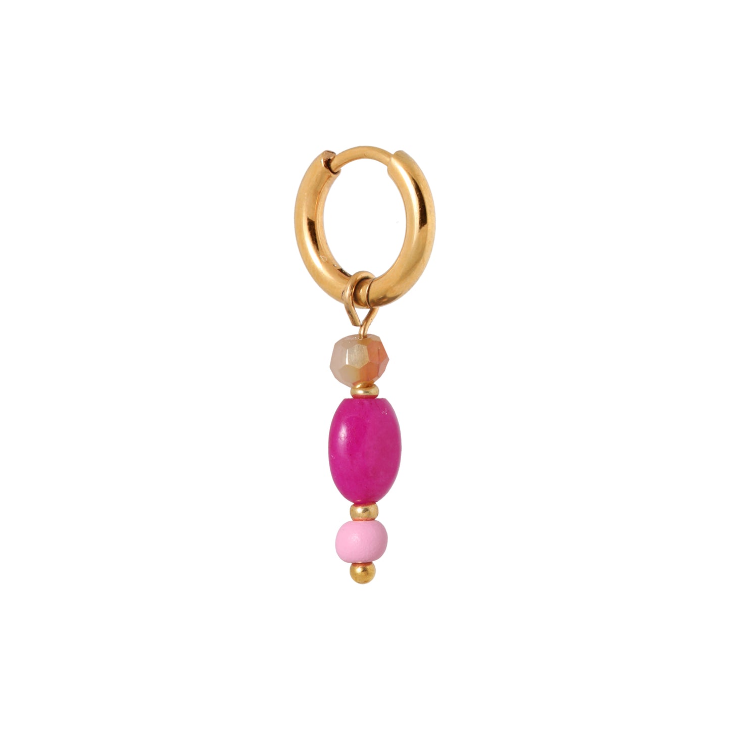 Oorbel Single Hoop Ibiza pink-gold