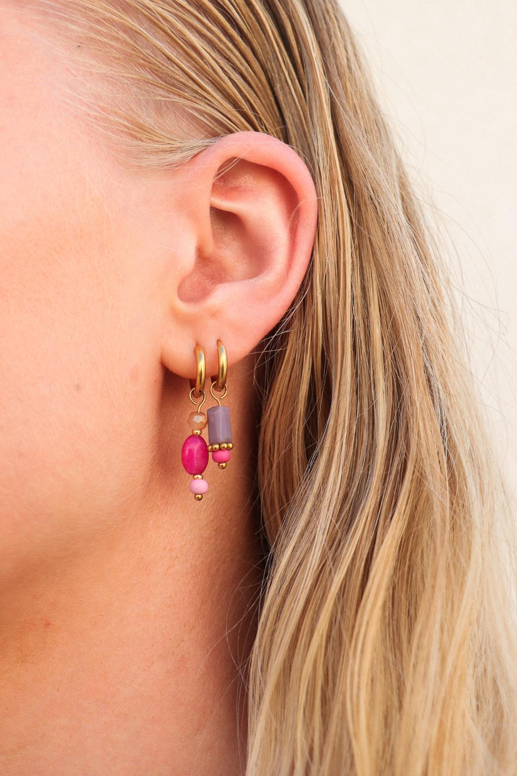 Oorbel Single Hoop Ibiza pink-gold