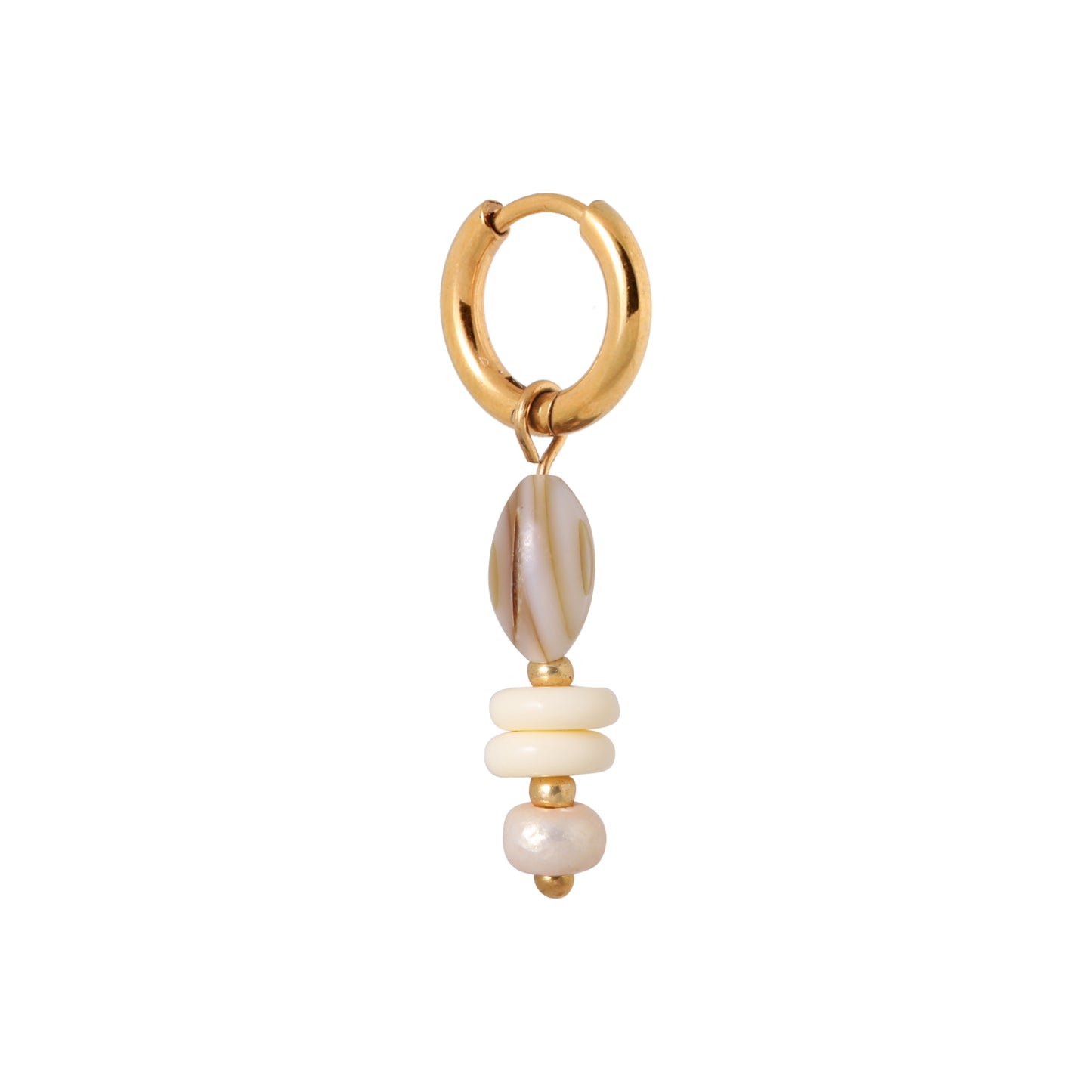 Oorbel Single Hoop Natural Shell-gold