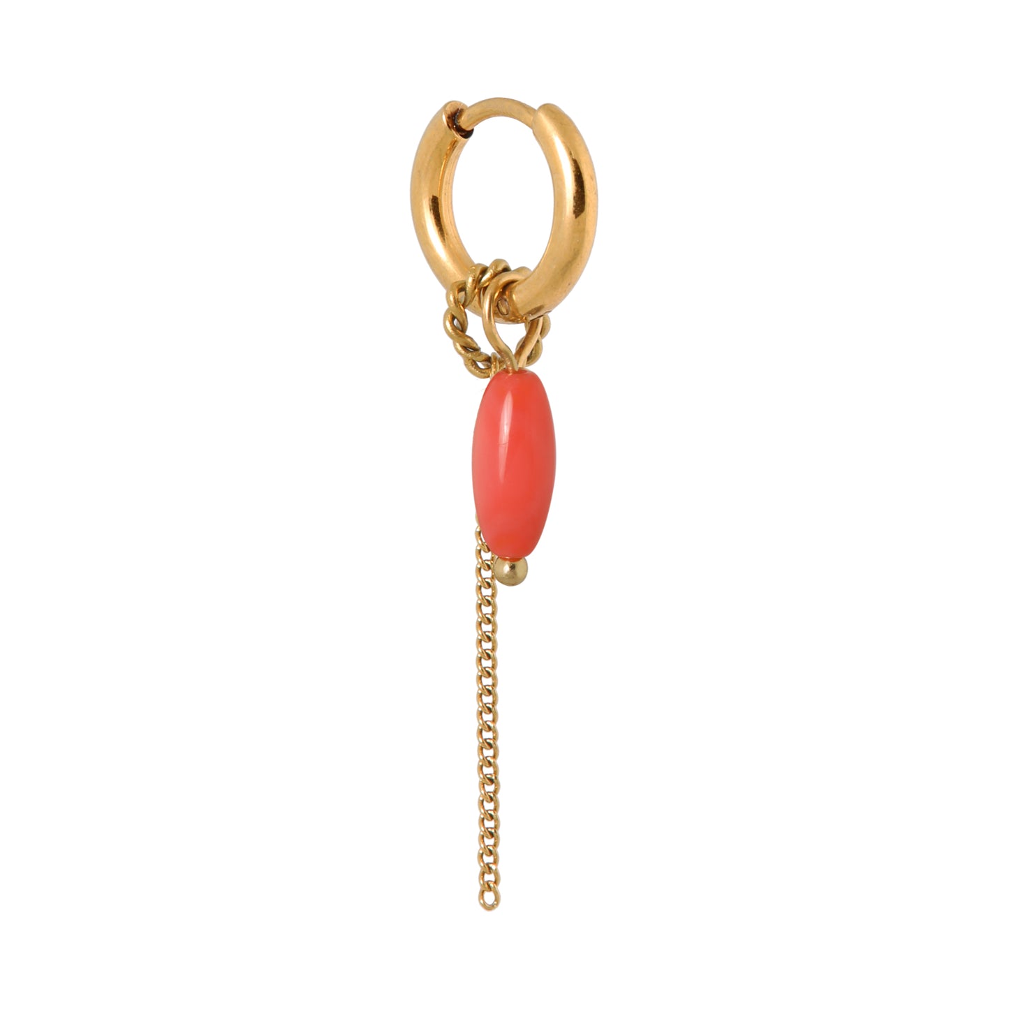 Oorbel Single Hoop Peachy Chain-gold