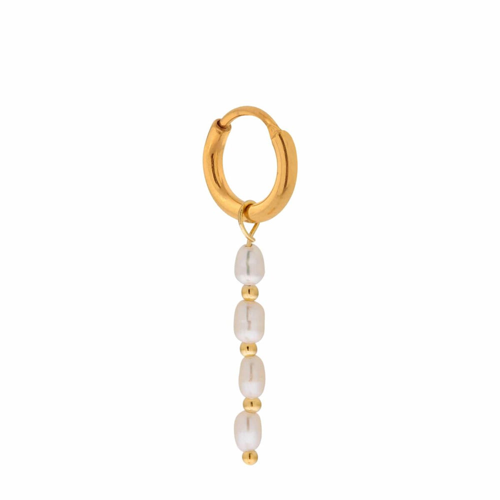 Oorbel Single Hoop Quadruple Pearl-gold