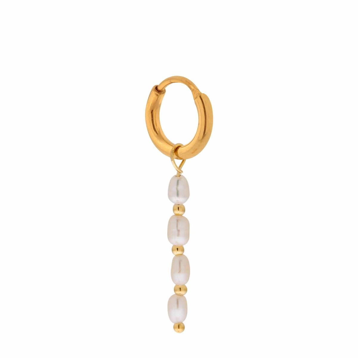 Oorbel Single Hoop Quadruple Pearl-gold