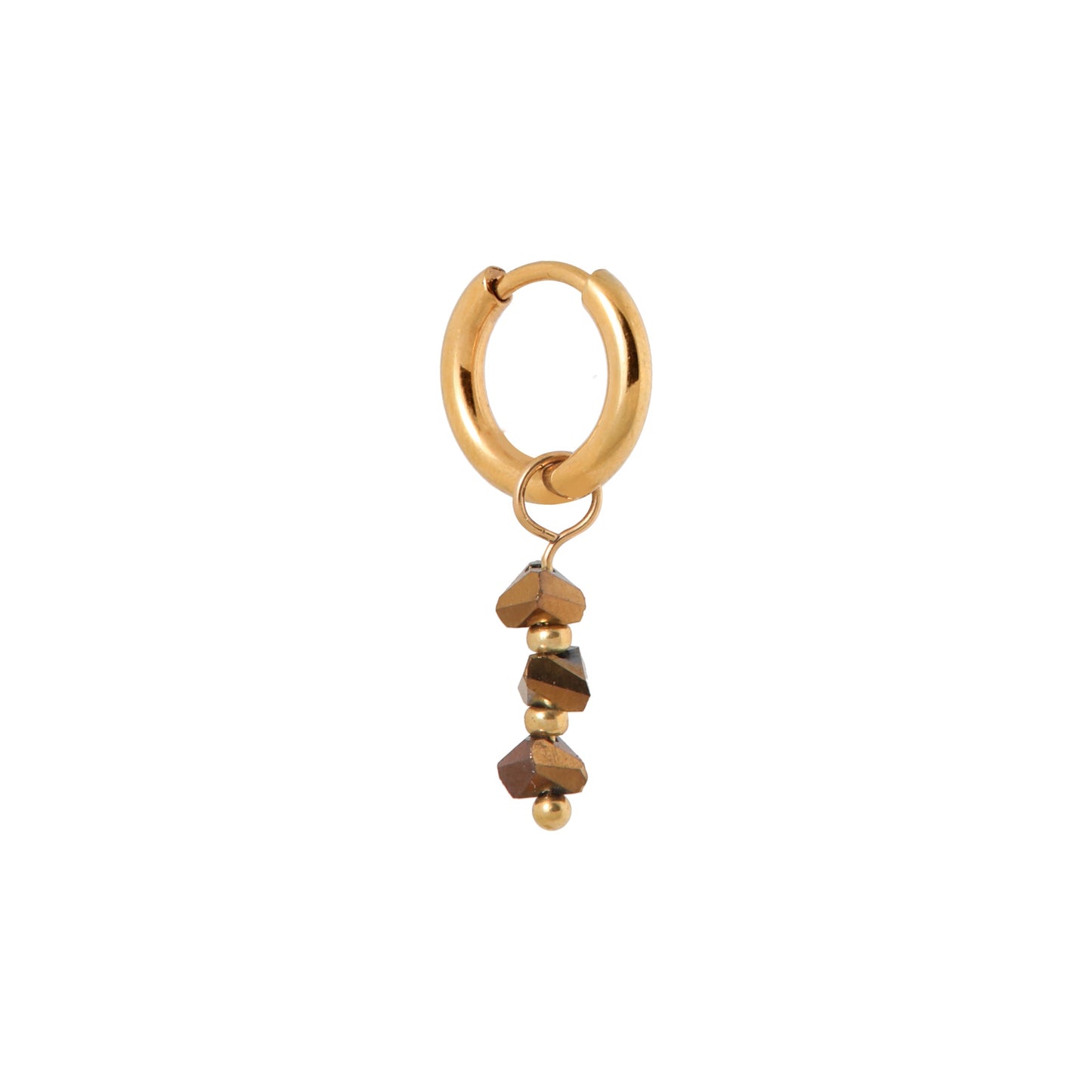 Oorbel Single Hoop Triple Brown-gold